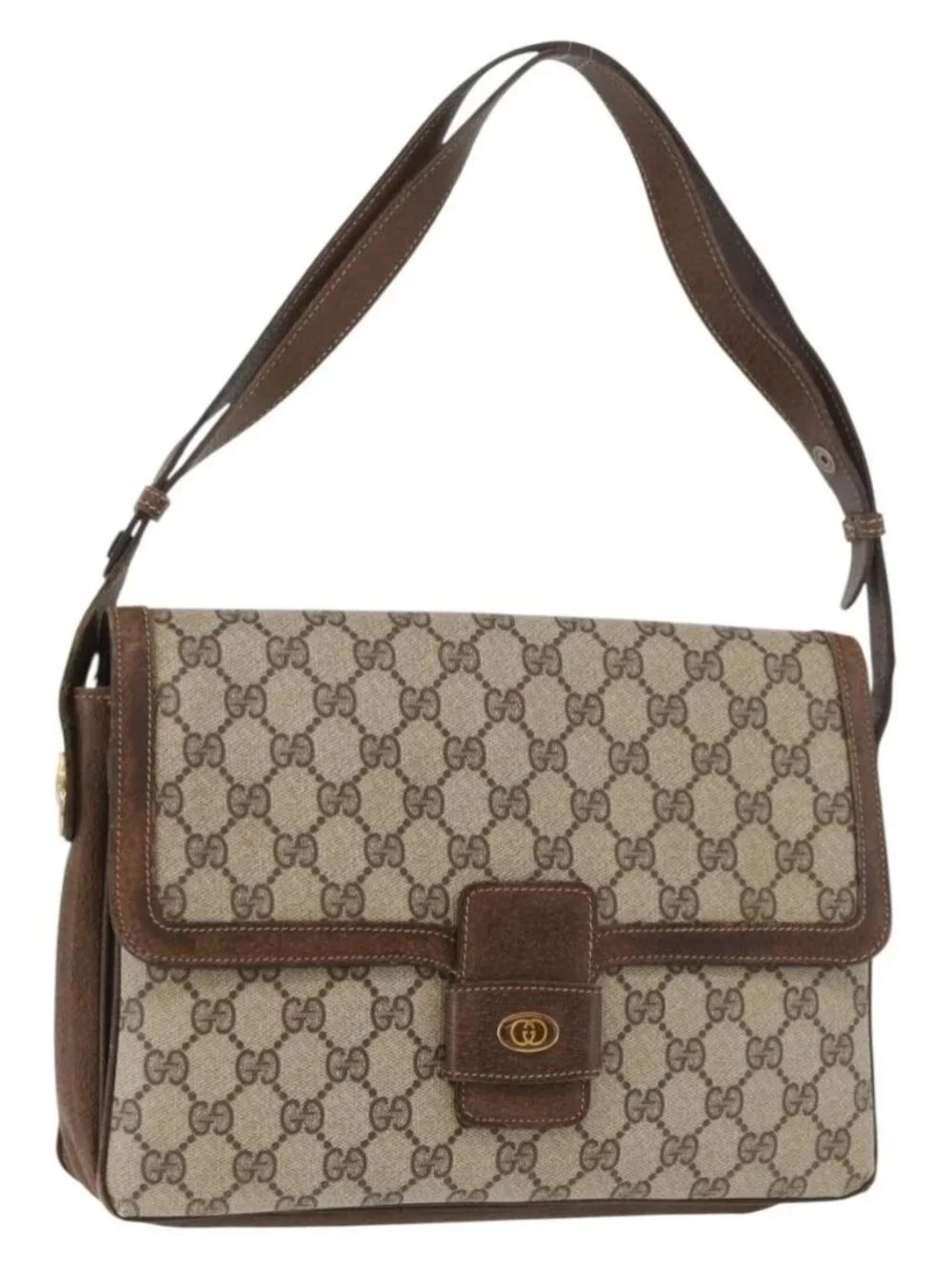 GUCCI GG Supreme Shoulder Bag PVC Beige Gold 001 16 4084 Auth